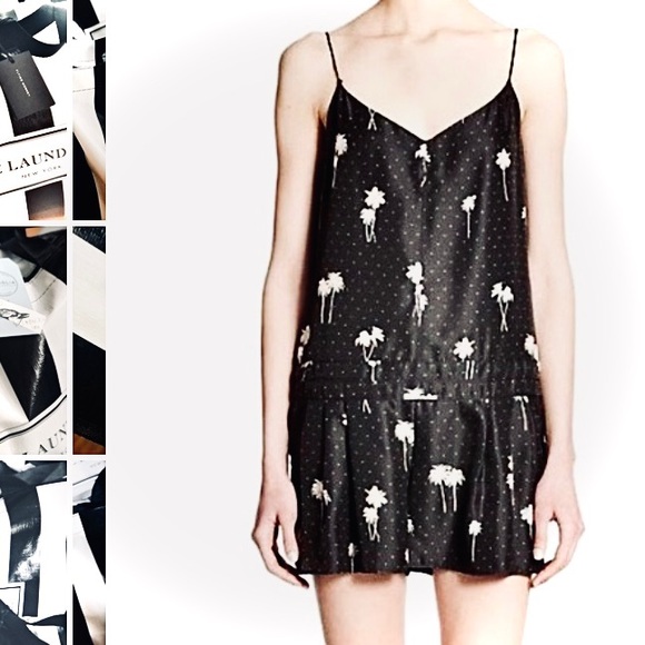 RAG & BONE2 / SDune Palm Print Silk Strapless Black White Shorts Romper